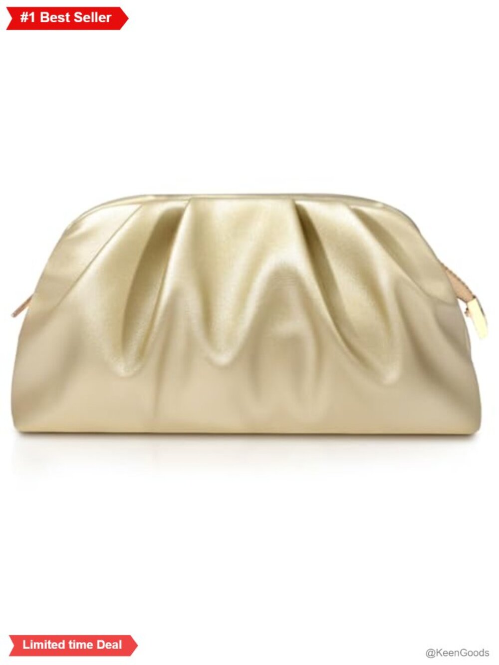 Pleated PU Faux Leather Clutch Purse Detachable Chain Evening Bag